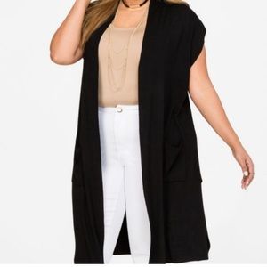 Ashley Stewart Black Long Cardigan Vest